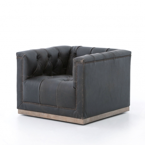 Leather swivel armchair