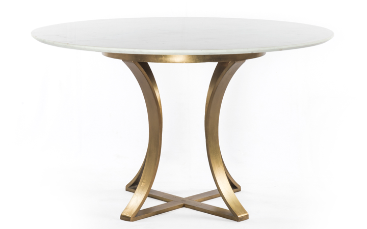 Marble Top Table & Iron Base in Gold finish
